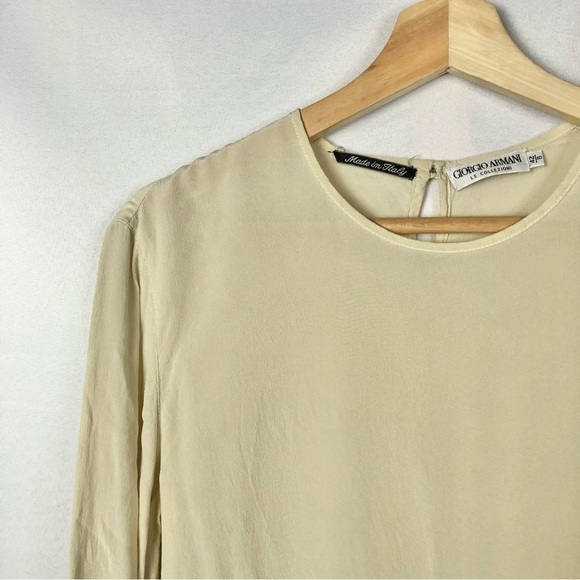 Giorgio Armani Beige Silk Long Sleeve Blouse 8 - Picture 3 of 5